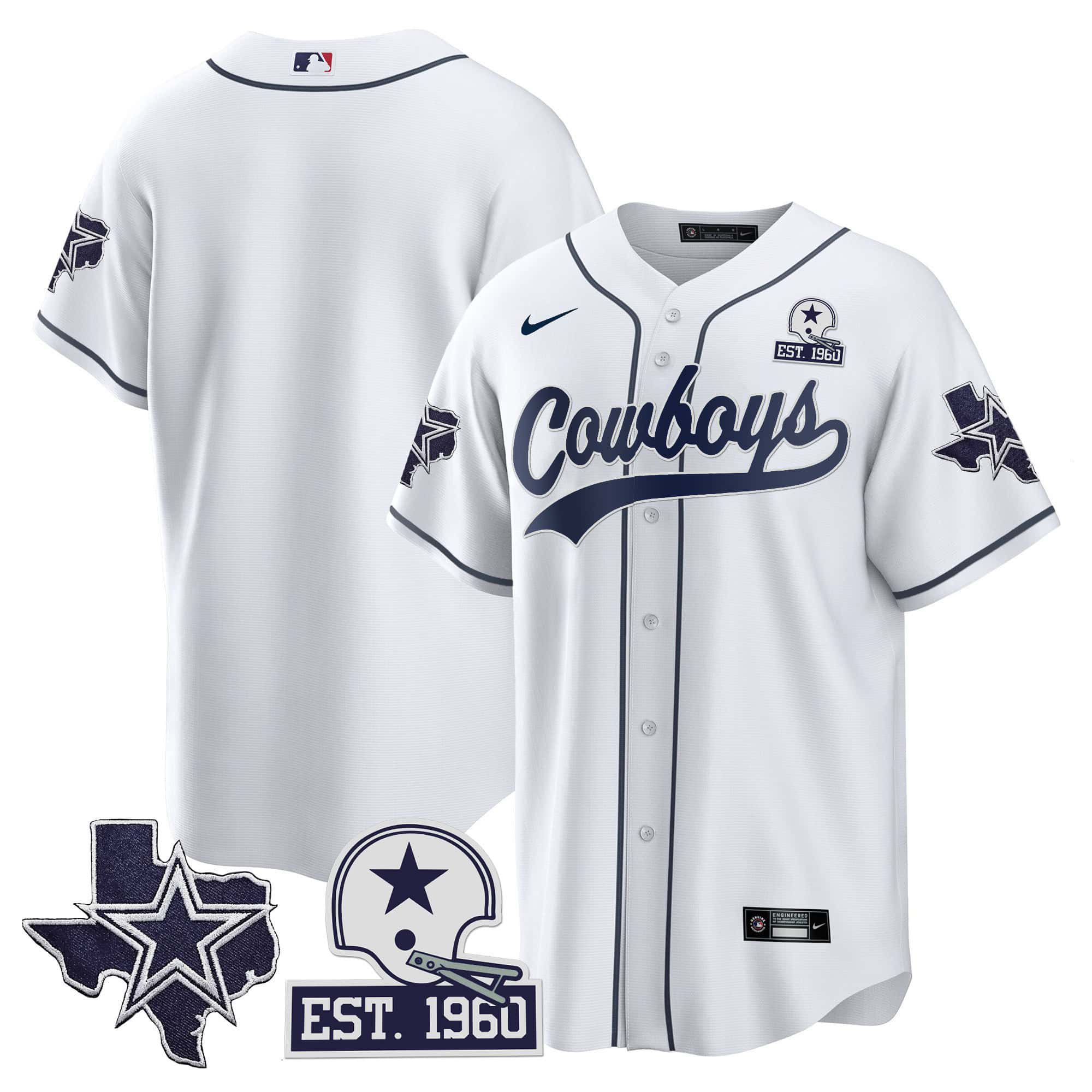 Men Dallas Cowboys Blank White 2024 Nike Patch Baseball NFL Jersey